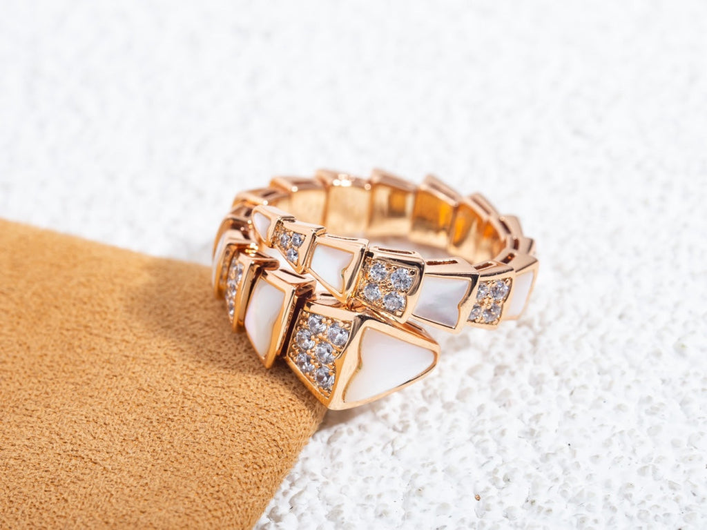 BVLGARI SERPENTI RING PINK GOLD DIAMOND MOP