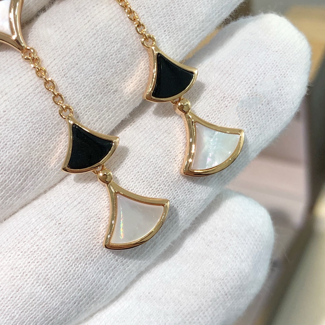 BVLGARI DREAM EARRINGS 3 MOTIFS ONYX MOP PINK GOLD