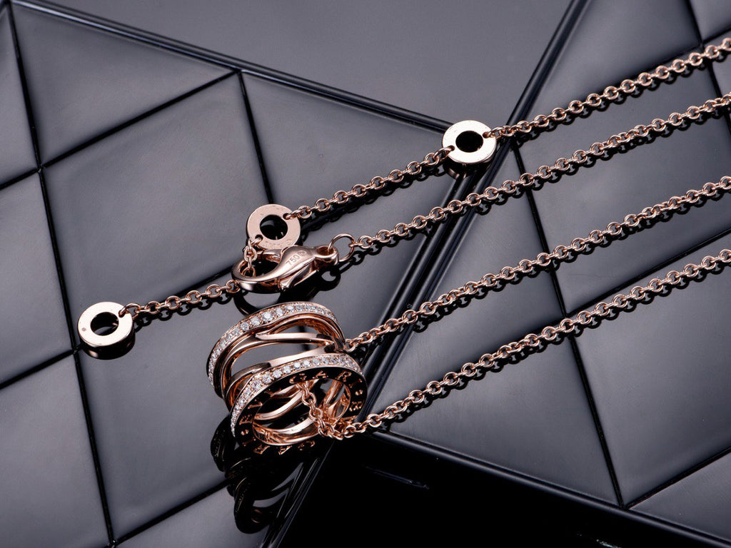 BVLGARI ZERO 1 PINK GOLD DIAMOND OPEN NECKLACE