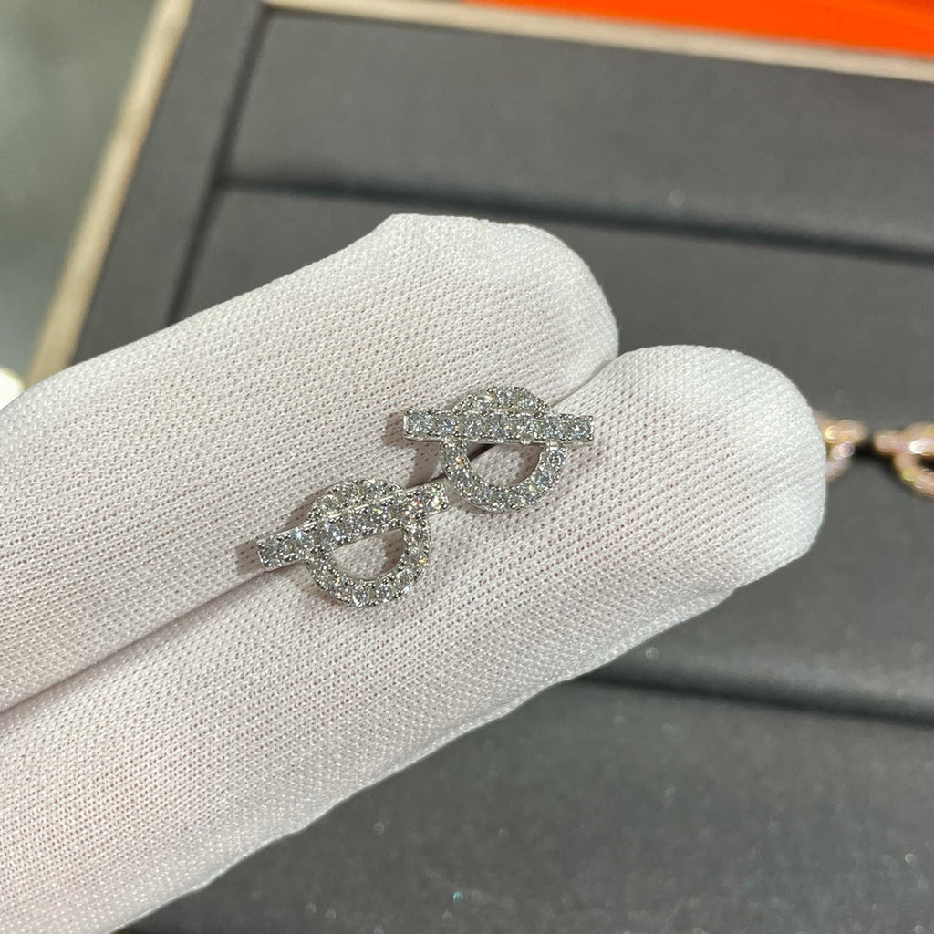 HERMES ECHAPPEE MINI DIAMOND STUD EARRINGS