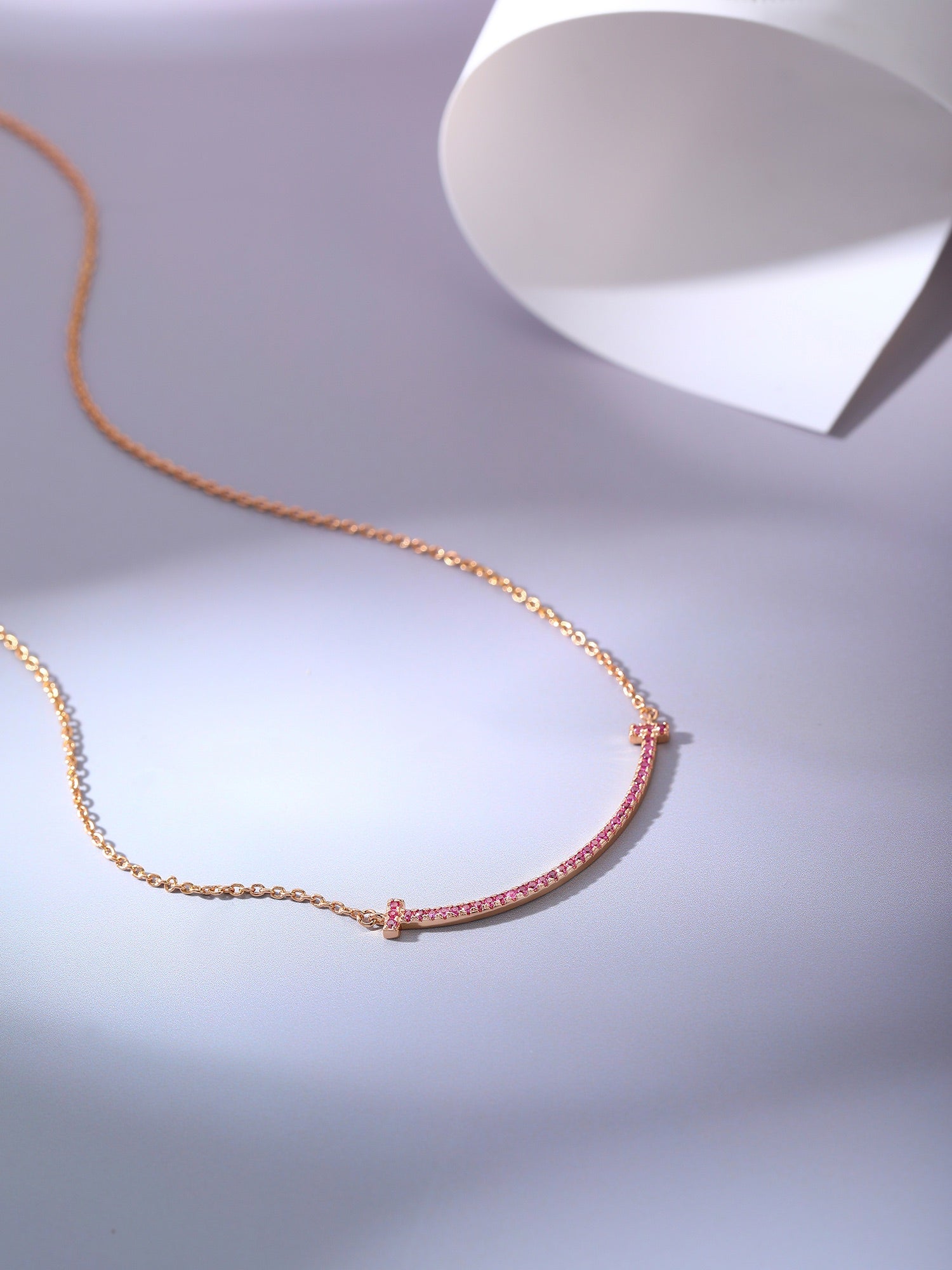 TIFFANY BIG SMILE PEDANT PINK DIAMOND NECKLACE