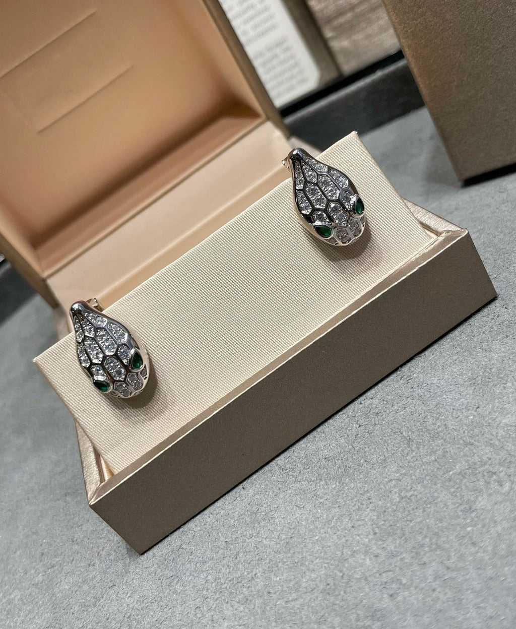 BVLGARI SERPENT DIAMOND STUD EARRINGS