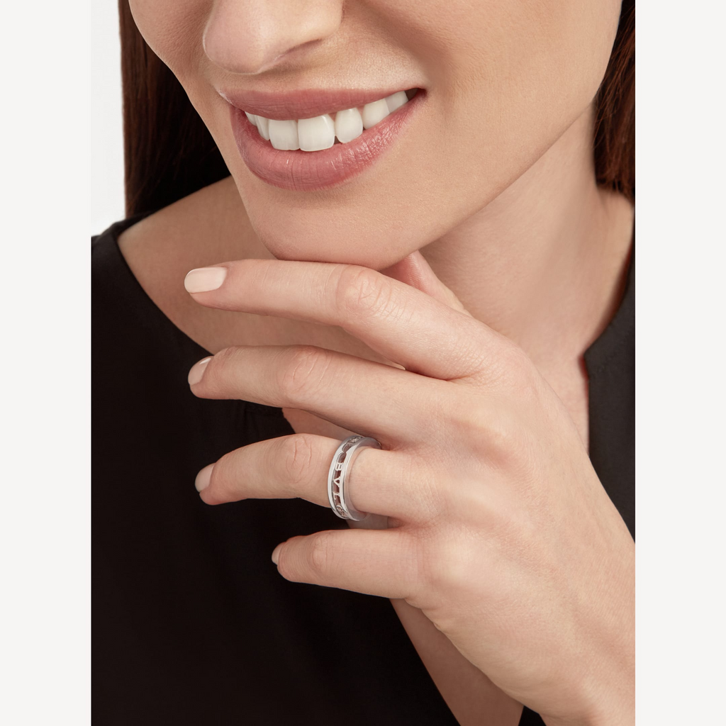 BVLGARI ZERO 1 ONE-BAND WITH OPENWORK LOGO SPIRAL RING