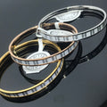 HERMES H Enamel Bangle White Gray Bracelet