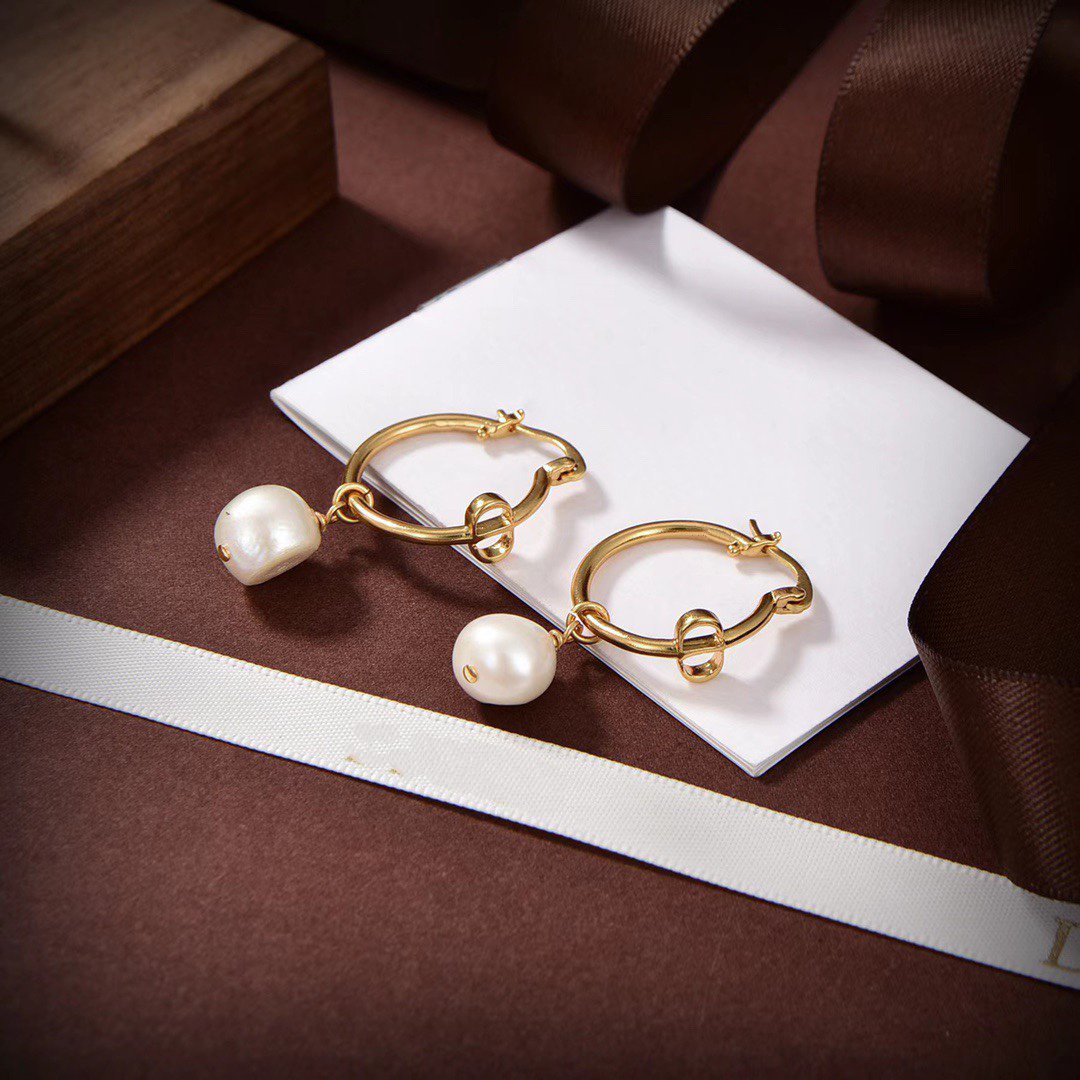 DIOR CD PEARL GOLD EARRINGS