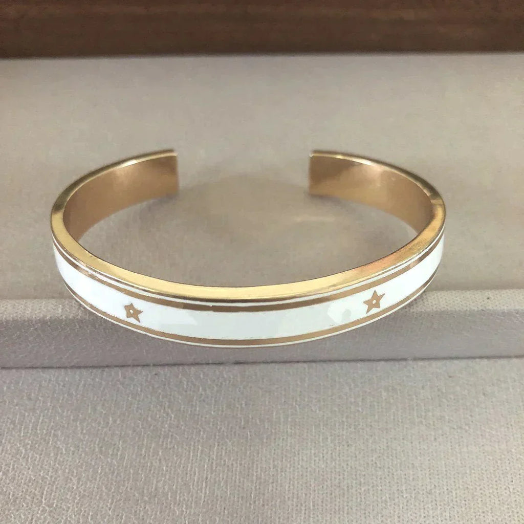 DIOR CODE BANGLE GOLD-FINISH METAL AND LACQUER WOMEN