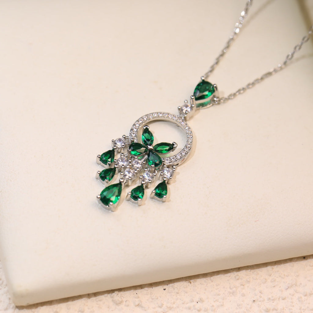 GRAFF BUTTERFLY CHANDELIER CLASSIC GREEN SILVER DIAMOND NECKLACE