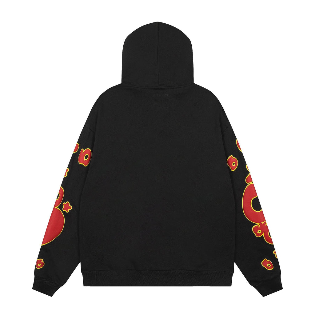 Sp5der Red & Yellow Graphic Hoodie — back