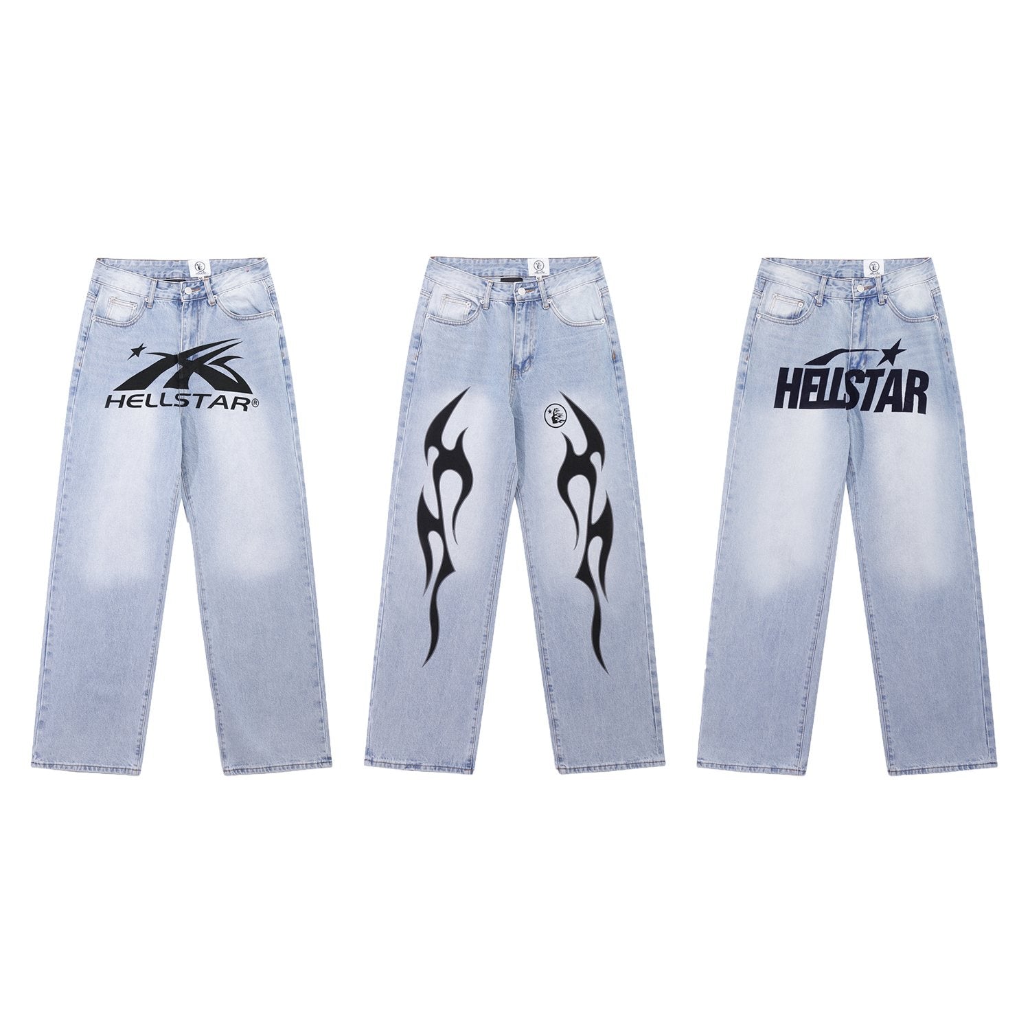 Hellstar Light Blue Graphic Jeans — hero