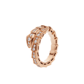 BVLGARI SERPENTI RING PINK GOLD DIAMOND PAVED 4MM