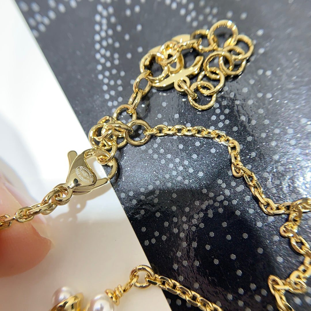 Chanel 2026 Gold Double C Pearl Necklace