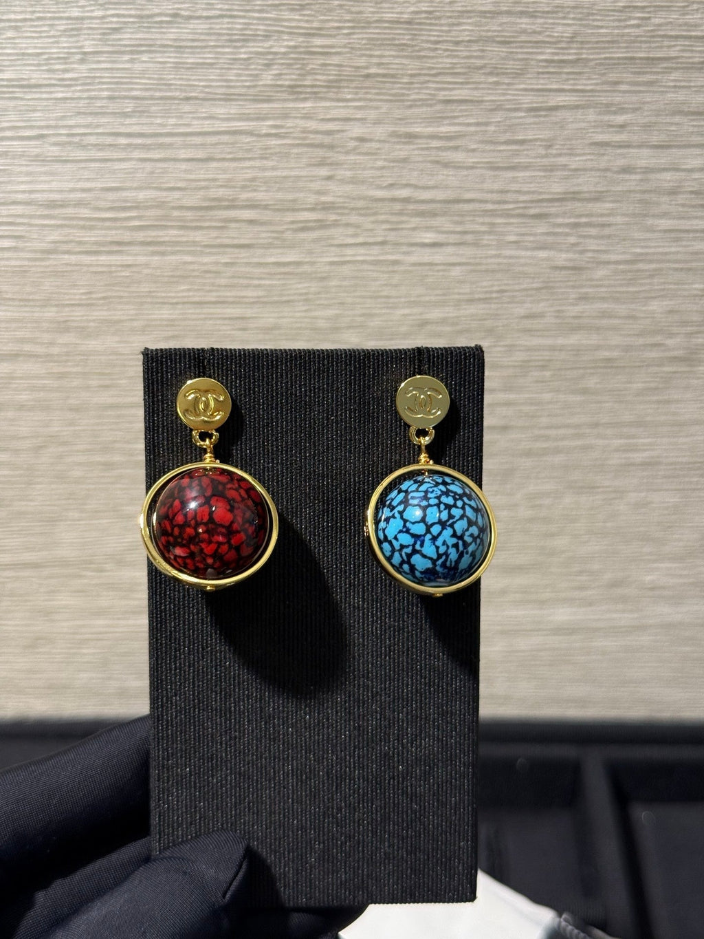 Chanel 2026 Colorful Gilded Sphere Planet Gold Bean Double C Earrings