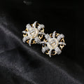 Chanel Mini Stud Sliver Gold Black Diamond Earring