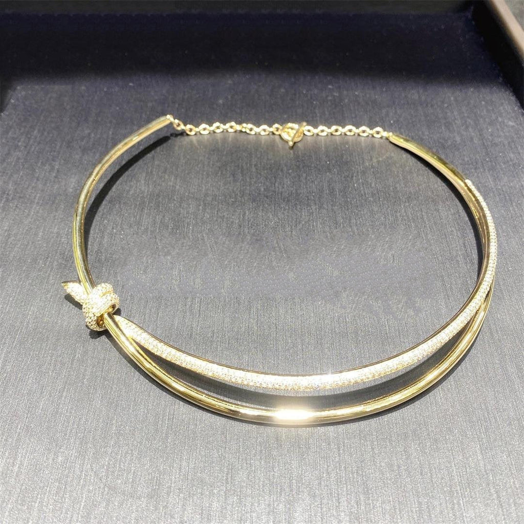 TIFFANY KNOT DOUBLE ROW NECKLACE IN YELLOW GOLD WITH DIAMONDS