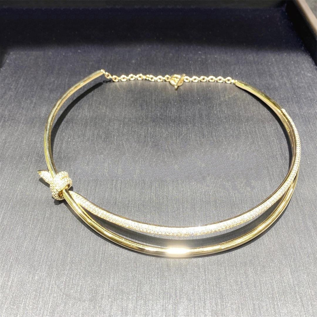 TIFFANY KNOT DOUBLE ROW NECKLACE IN YELLOW GOLD WITH DIAMONDS