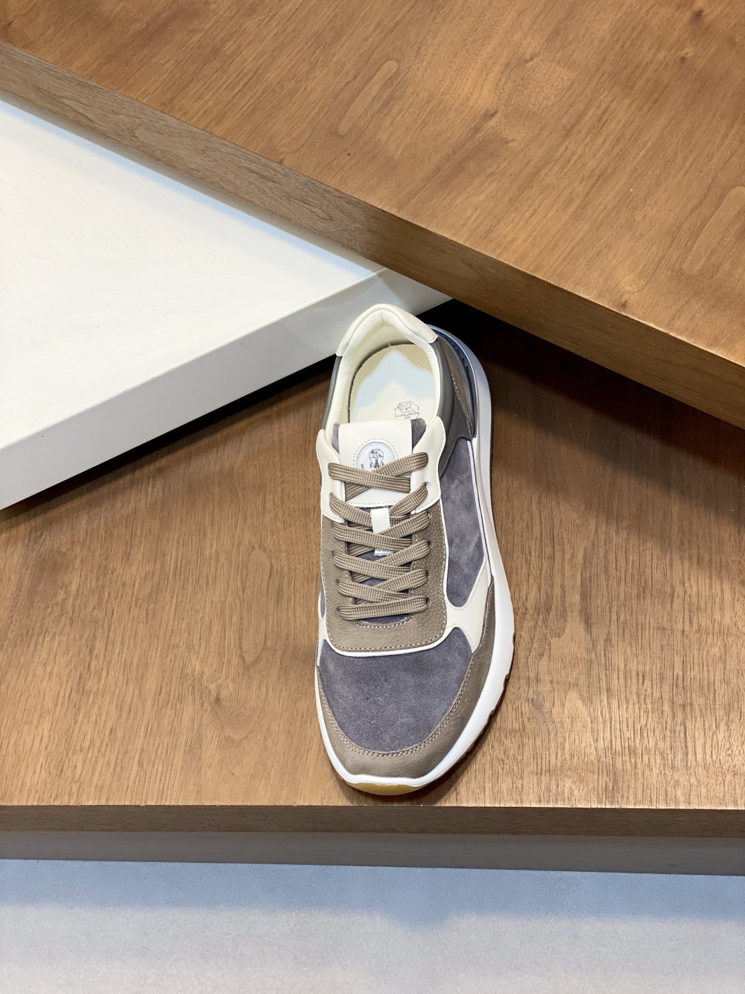 Brunello Cucinelli Gray and Taupe Low-Top Sneakers — front