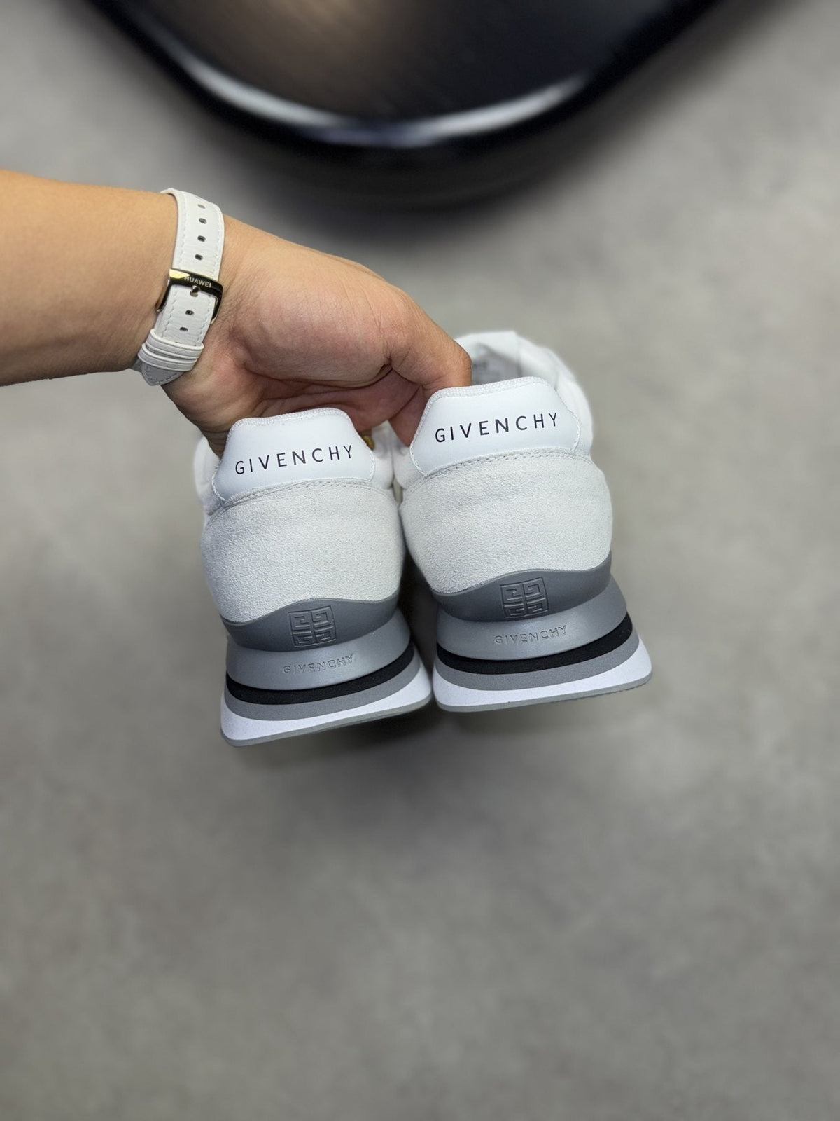 Givenchy White and Light Gray Low-Top Sneakers — back