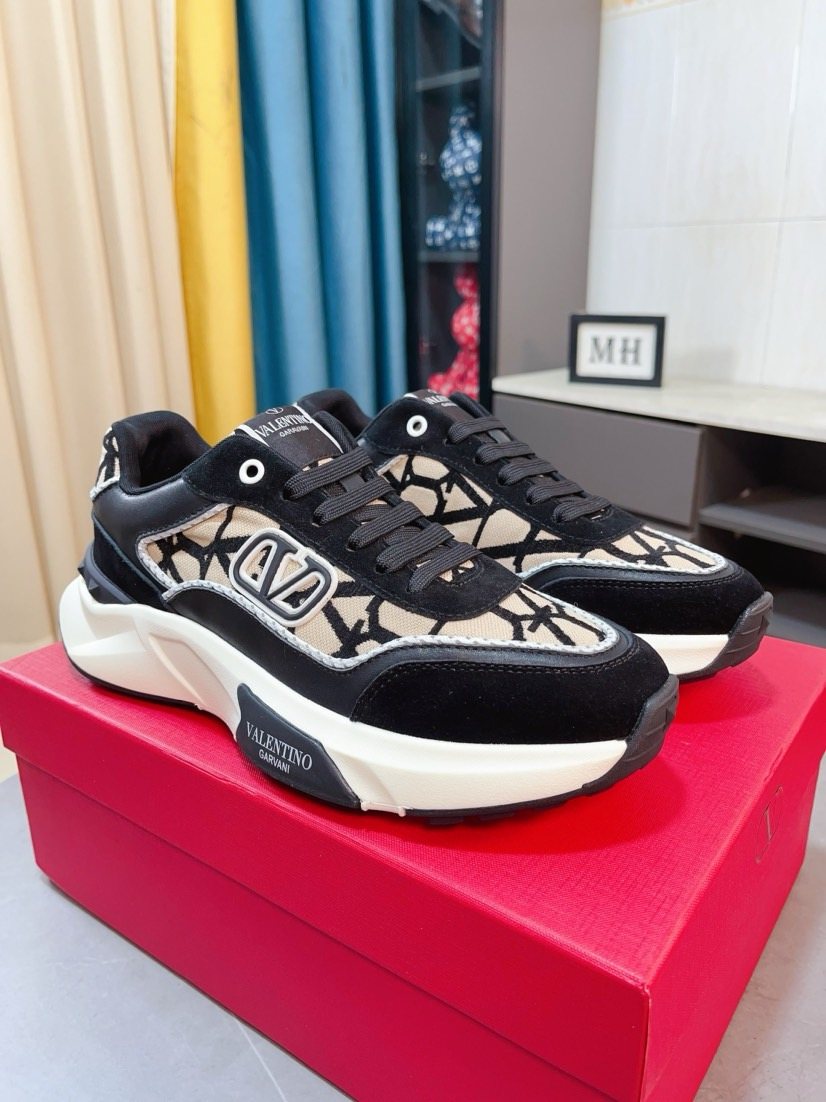 Valentino Patterned Panel Sneakers — front