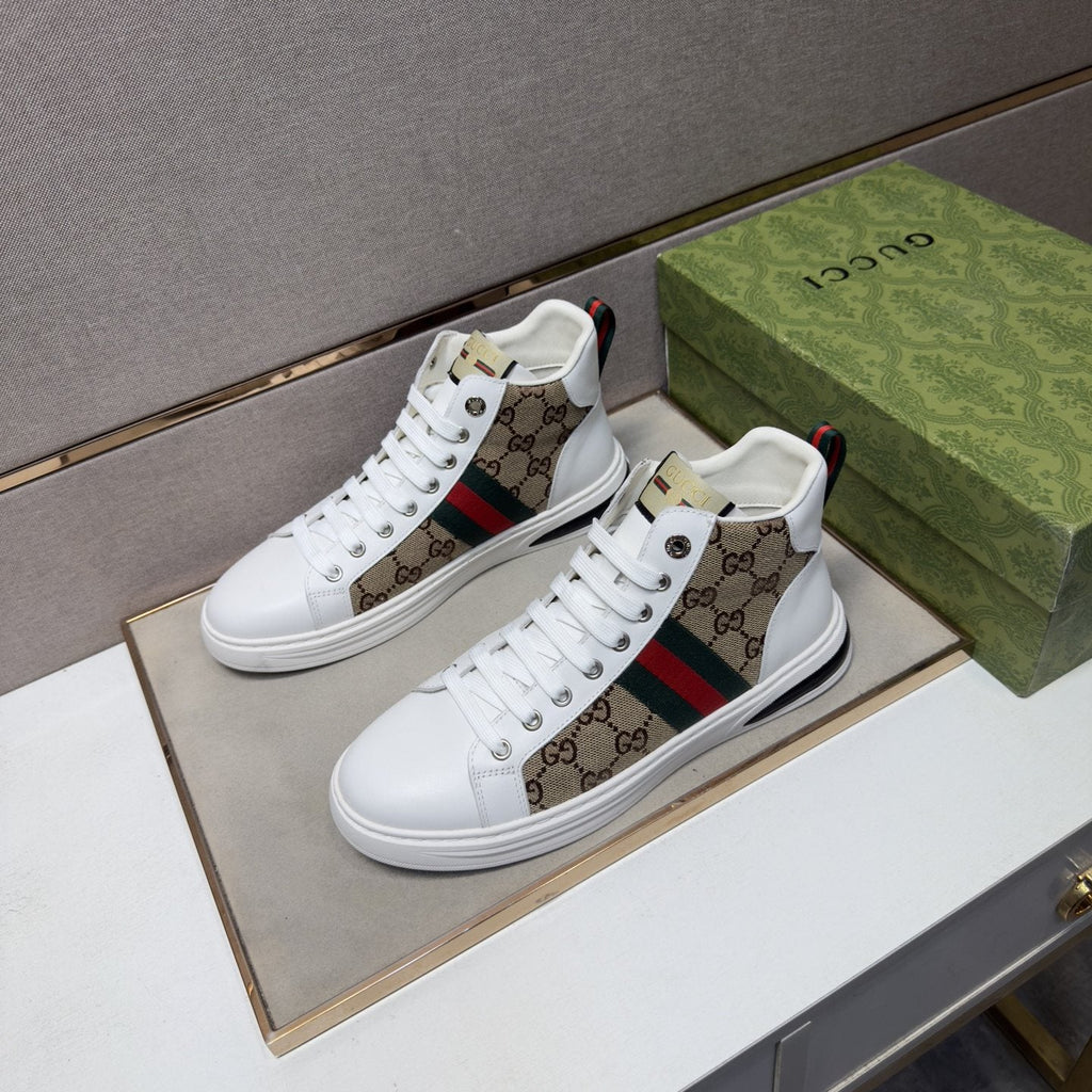 Gucci Men's Striped High-Top Sneakers — side