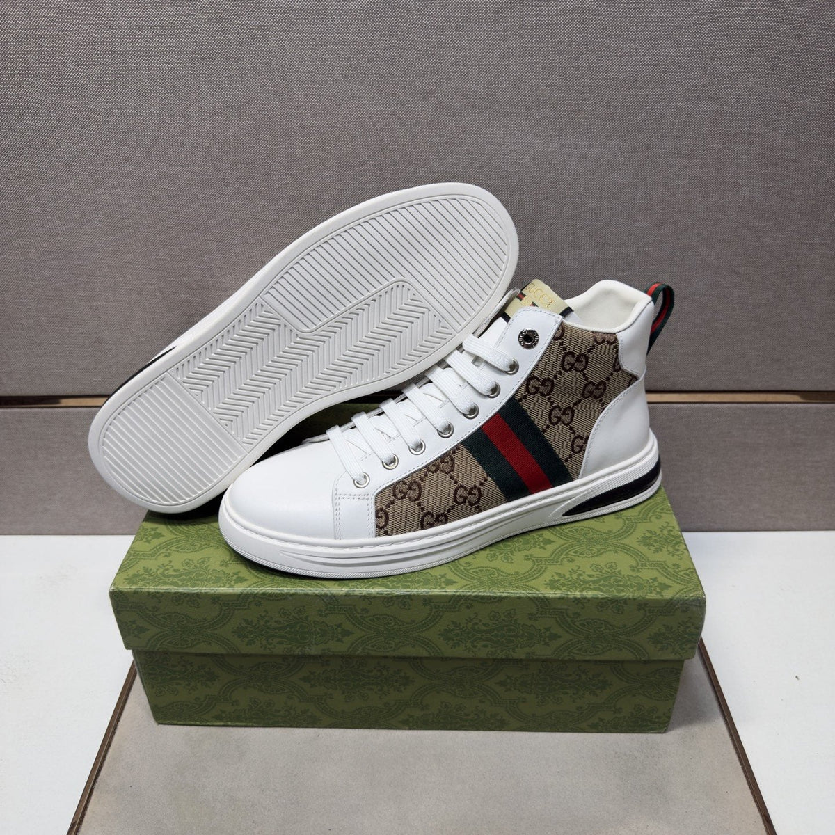 Gucci Men's Striped High-Top Sneakers — back