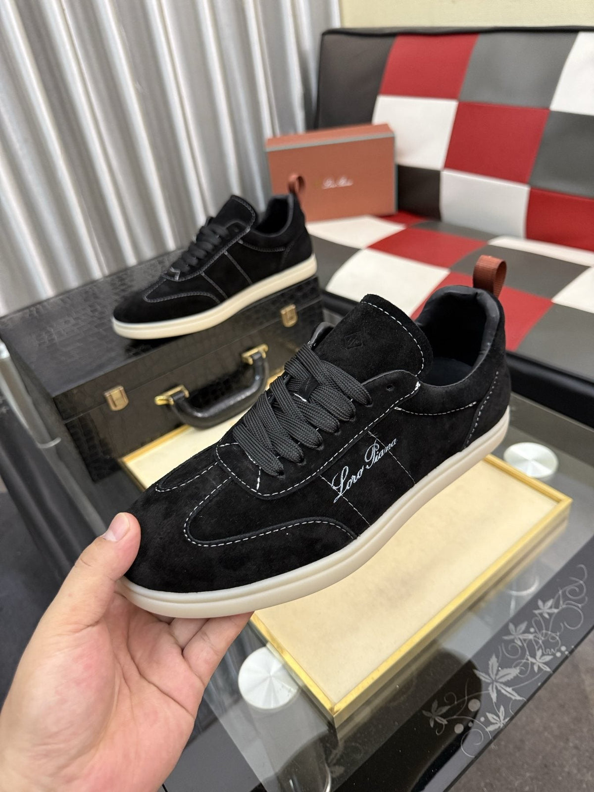Loro Piana Low-Top Lace-Up Sneakers — model