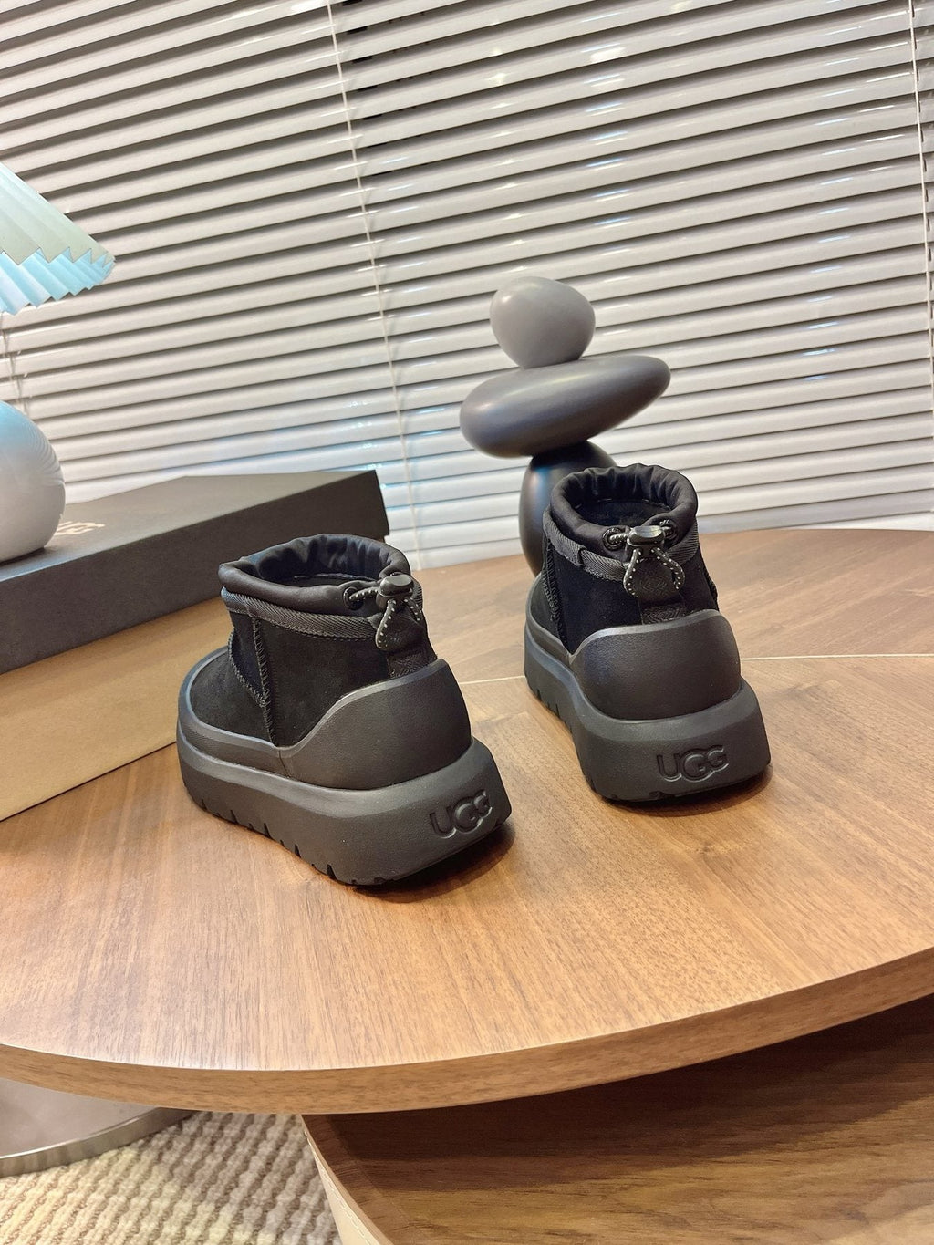 UGG Contrast-Toe Drawstring Ankle Boots — detail