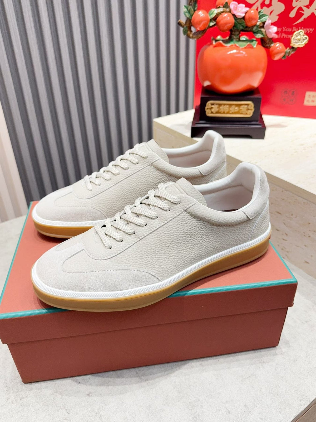 Paneled Low-Top Lace-Up Sneakers — front