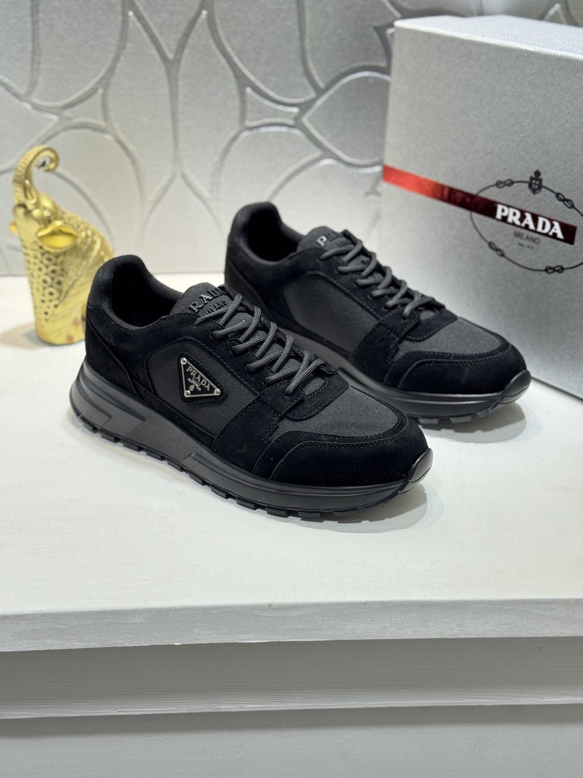 Prada Paneled Chunky-Sole Sneakers — front