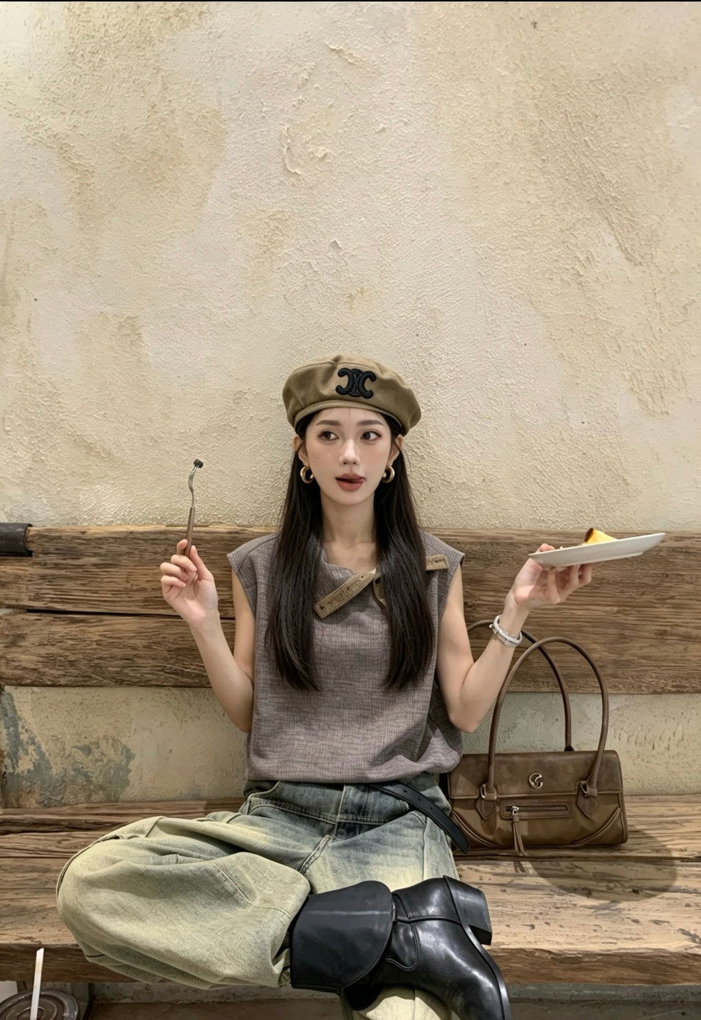 CELINE Triomphe Corduroy Beret